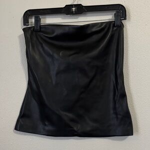 Susana Monaco Black Faux Leather Strapless Shirt